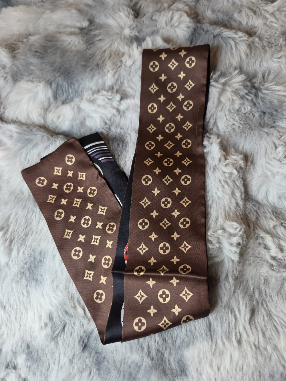 Brown and Black Silk Scarf